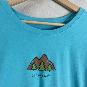Life Is Good Vintage Blue Graphic T Shirt Womens Plus XXXL Short Sleeve Mountain